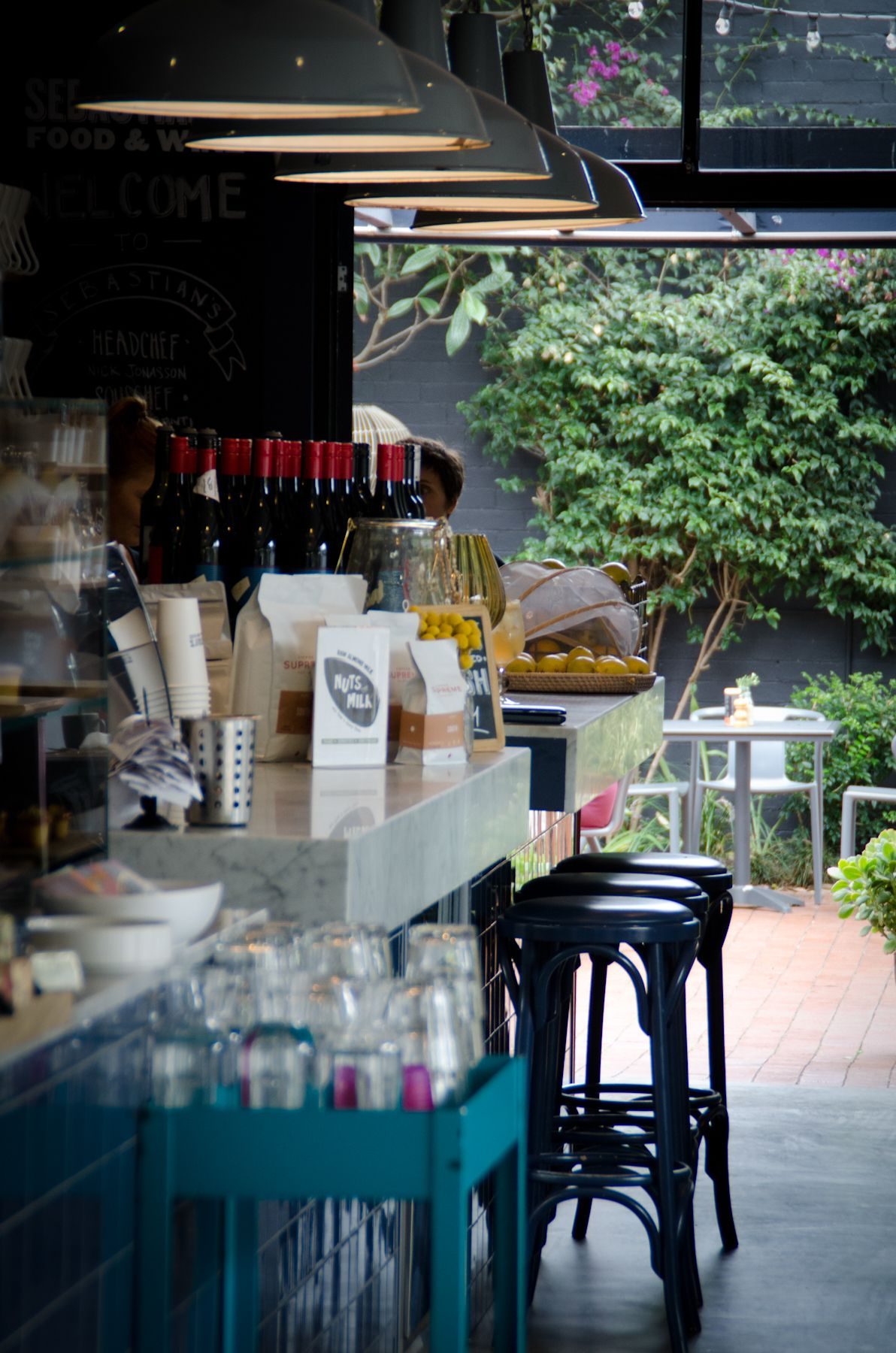 The counter, looking out to the courtyard